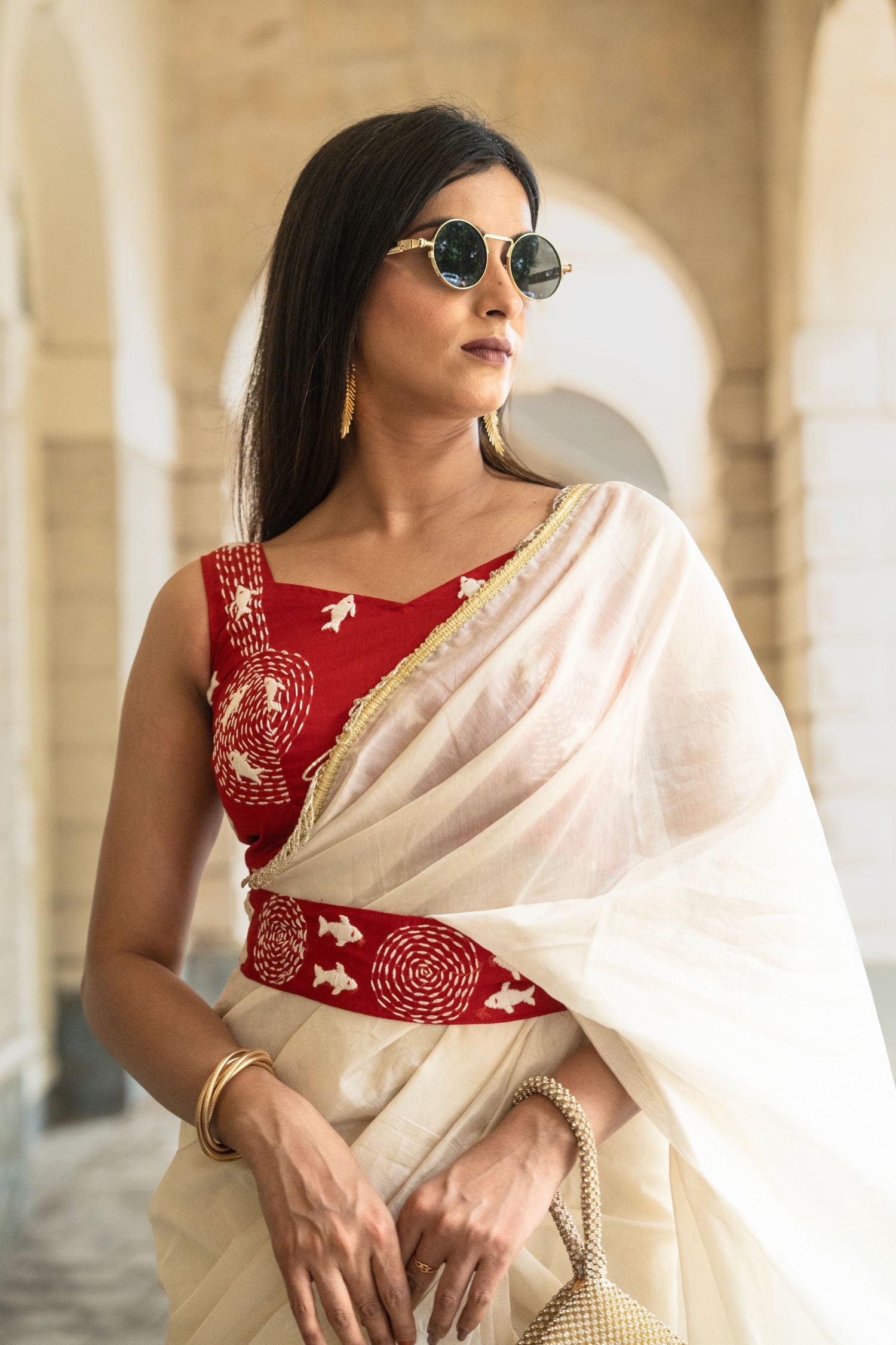 Kantha Embroidered Fish Corset – Red Edit - Kozylook