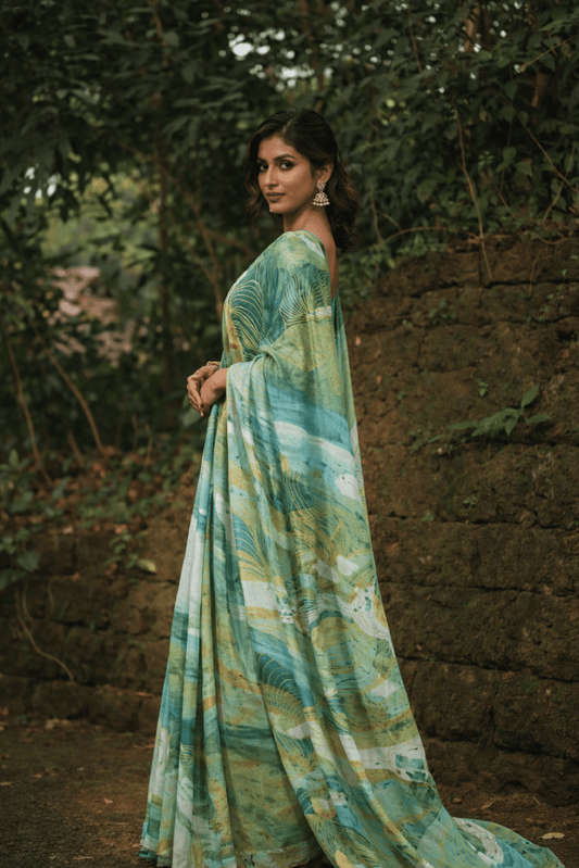 Drifting Clouds of Dreams – Cotton Silk Saree