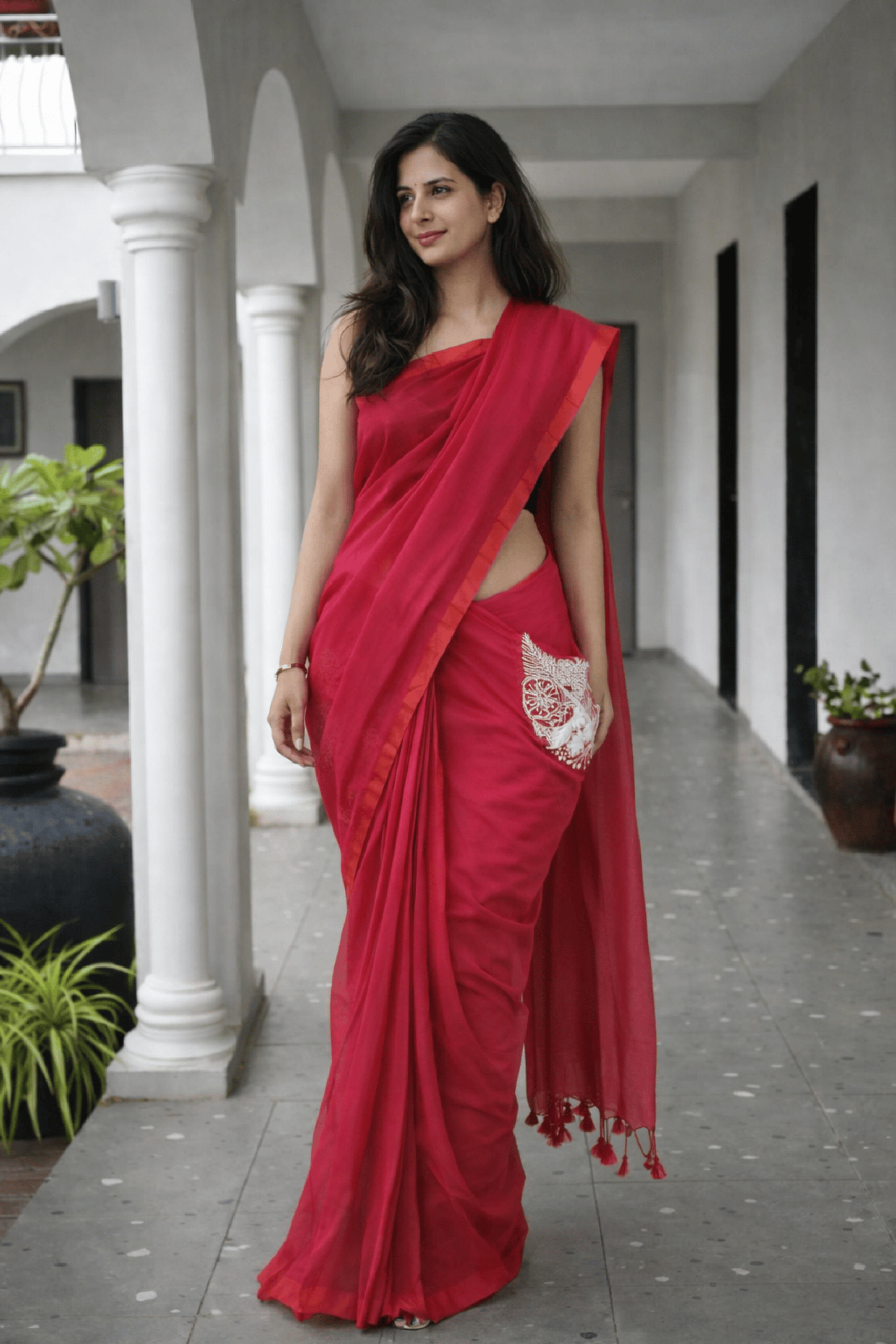 Beauty Beholds – Pre-Stitched Linen Saree