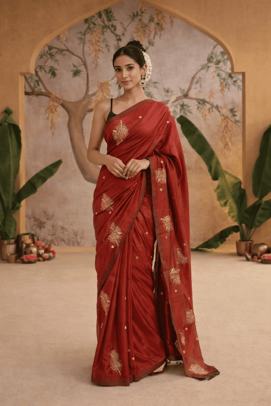 Merlot's Melody – Embroidered Linen Saree