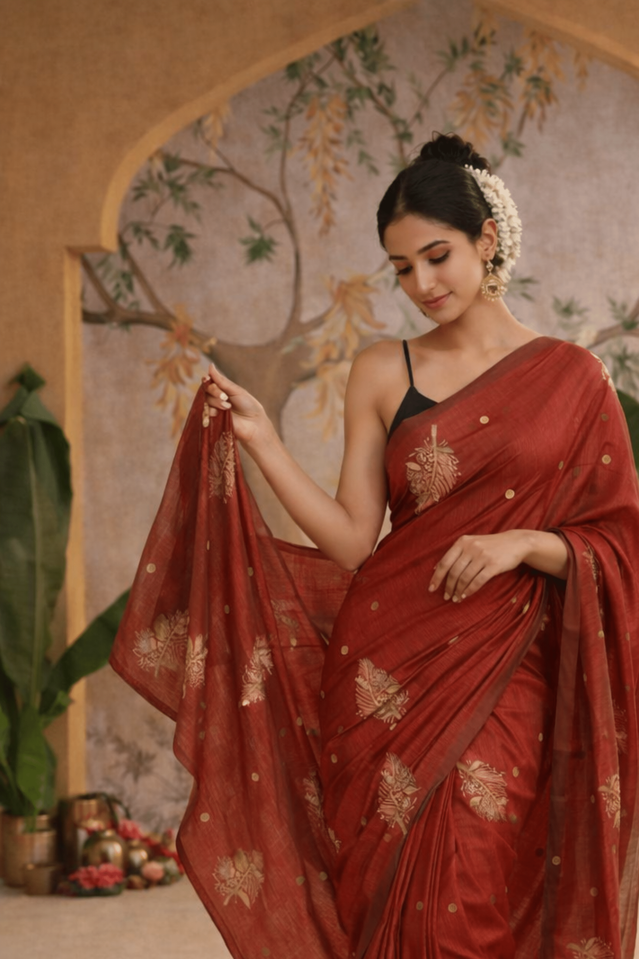 Merlot's Melody – Embroidered Linen Saree