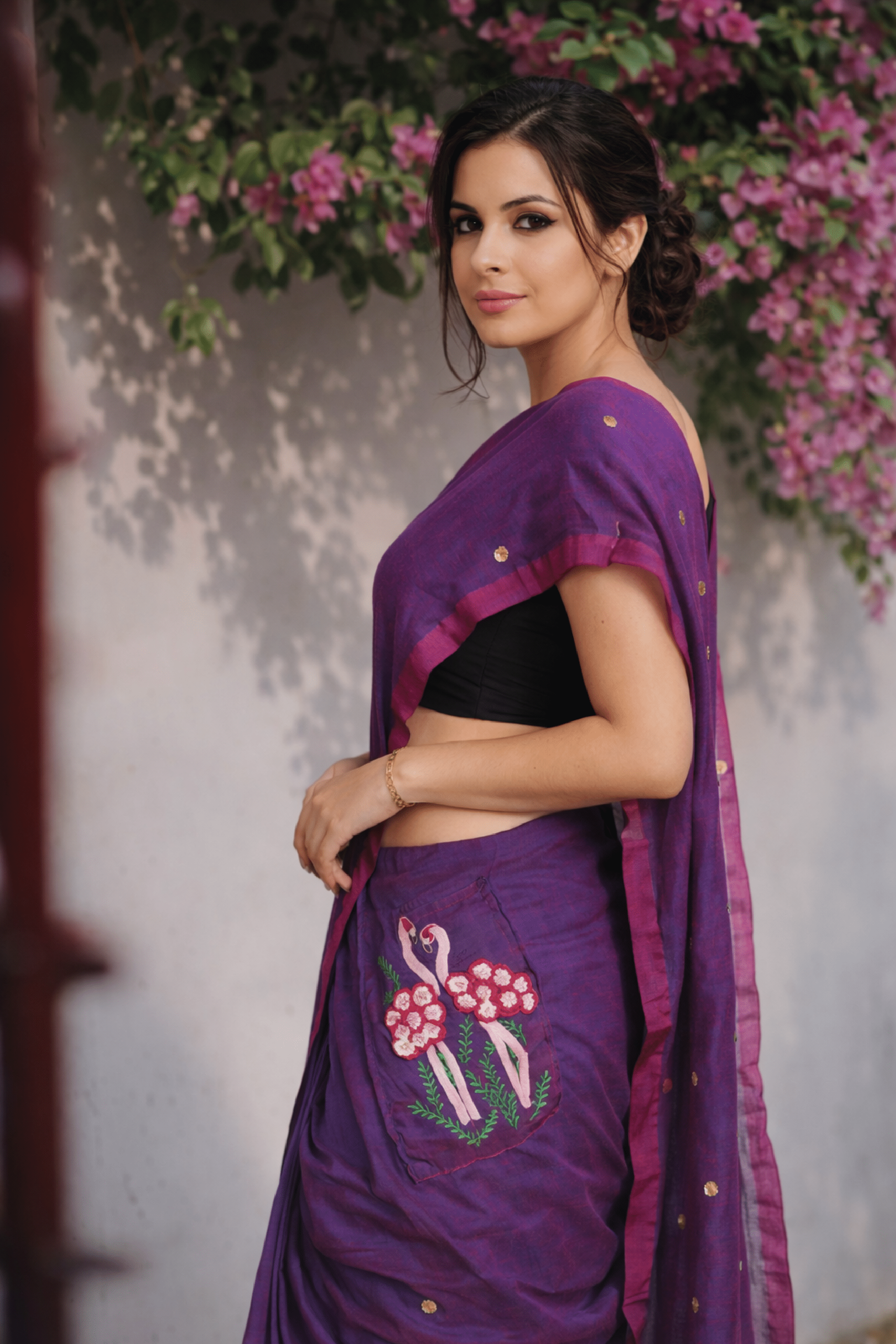 Flirty Flamingo – Pre-Stitched Saree