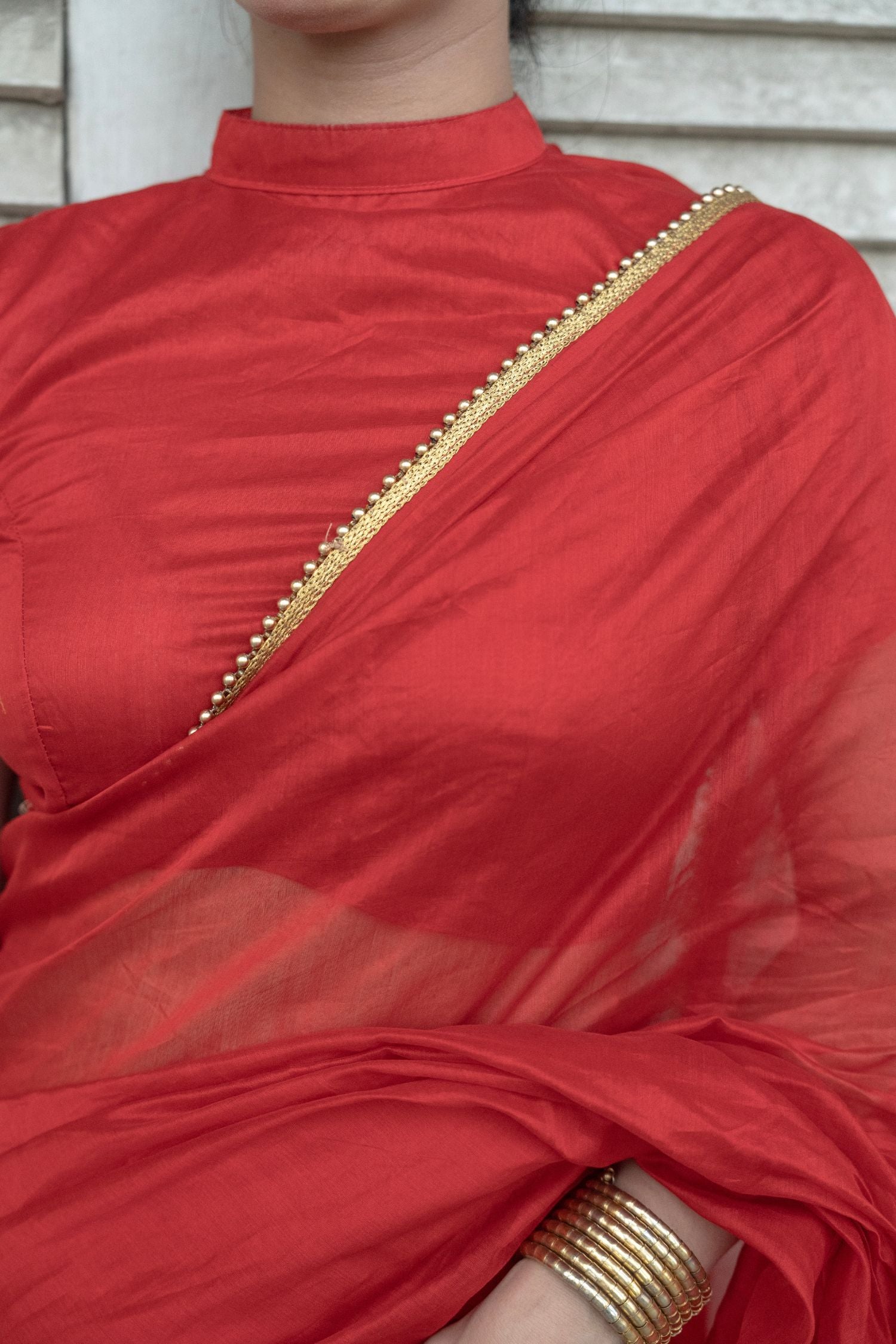Vrindā – The Festive Red Chanderi Saree - Kozylook