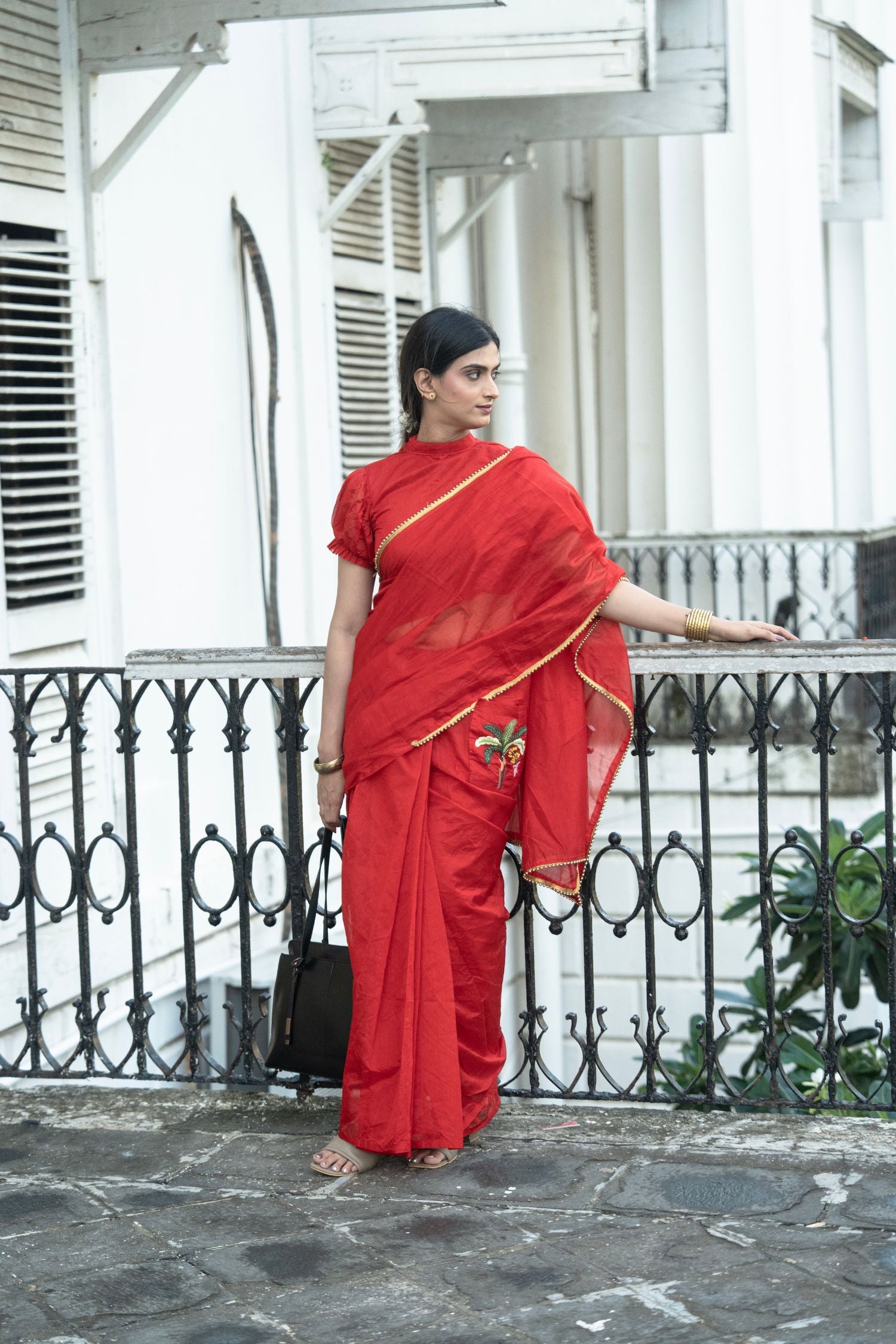 Vrindā – The Festive Red Chanderi Saree - Kozylook