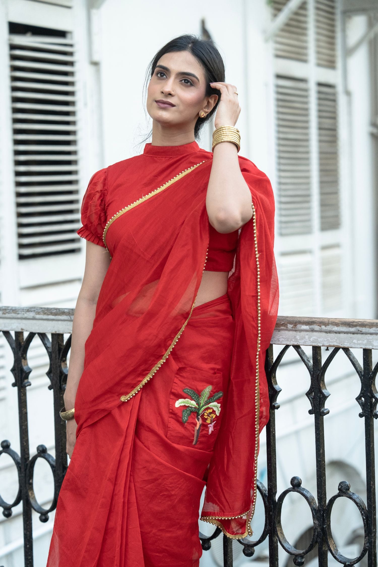 Vrindā – The Festive Red Chanderi Saree - Kozylook