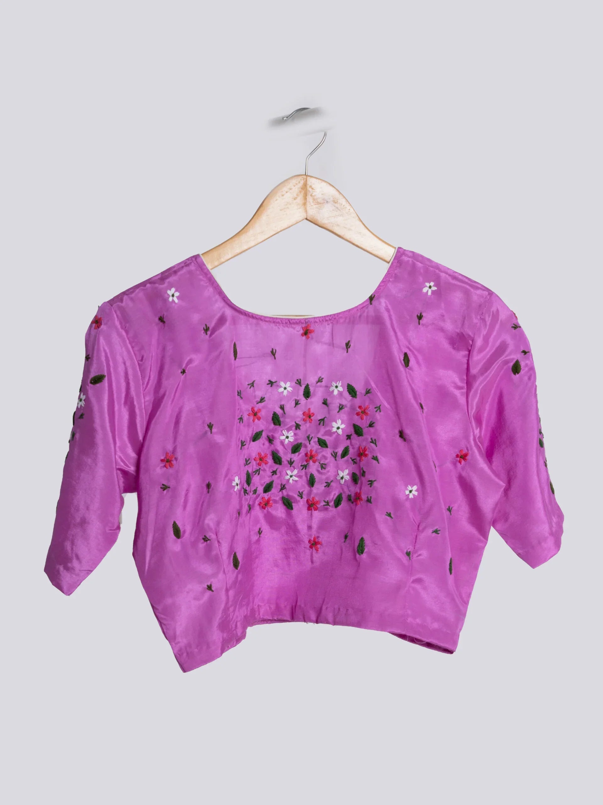 🎁 Daisy Day – Purple Cotton Silk Hand Embroidered Blouse (Non-Padded) (100% off) - Kozylook