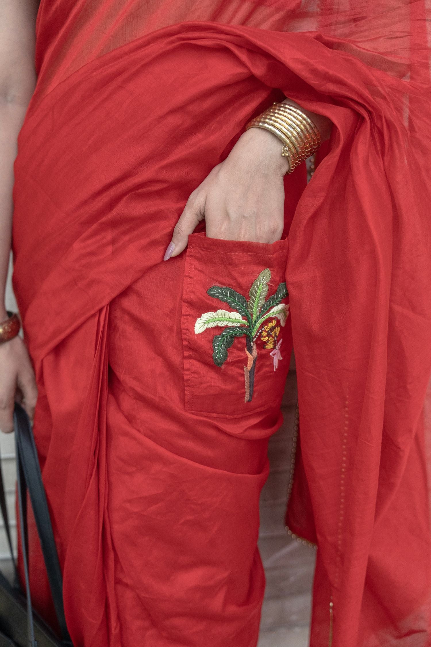 Vrindā – The Festive Red Chanderi Saree - Kozylook