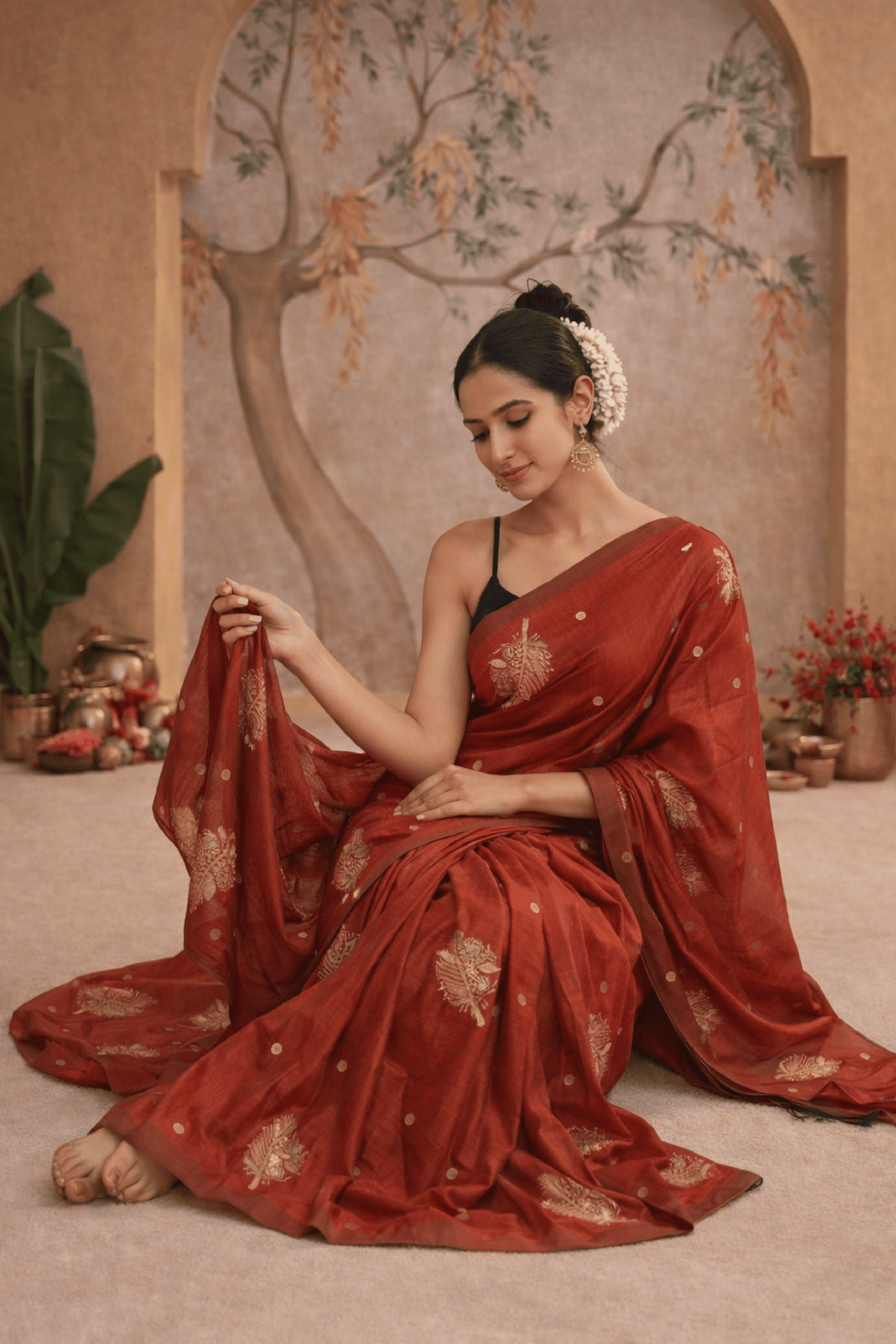Merlot's Melody – Embroidered Linen Saree