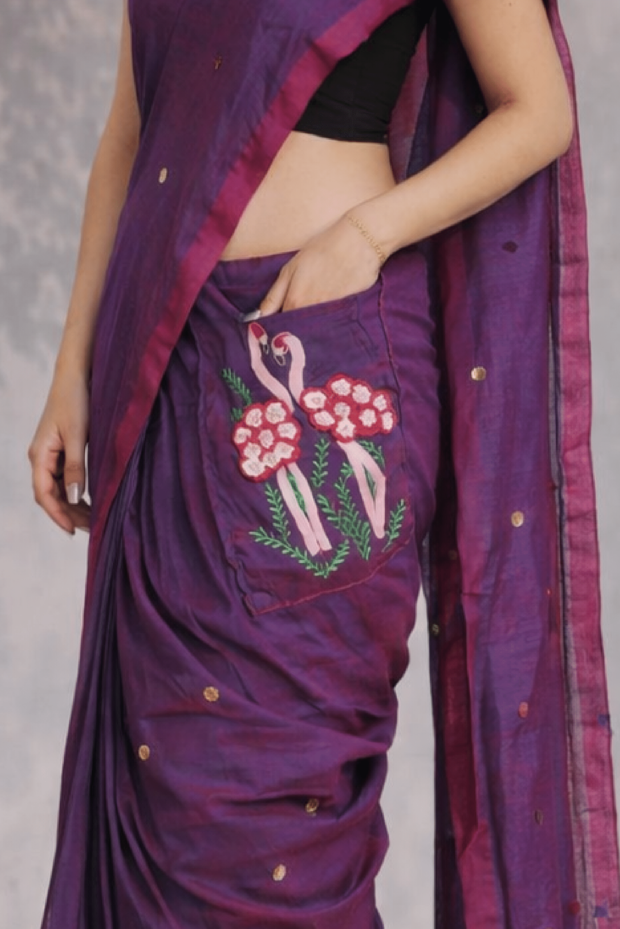 Flirty Flamingo – Pre-Stitched Saree