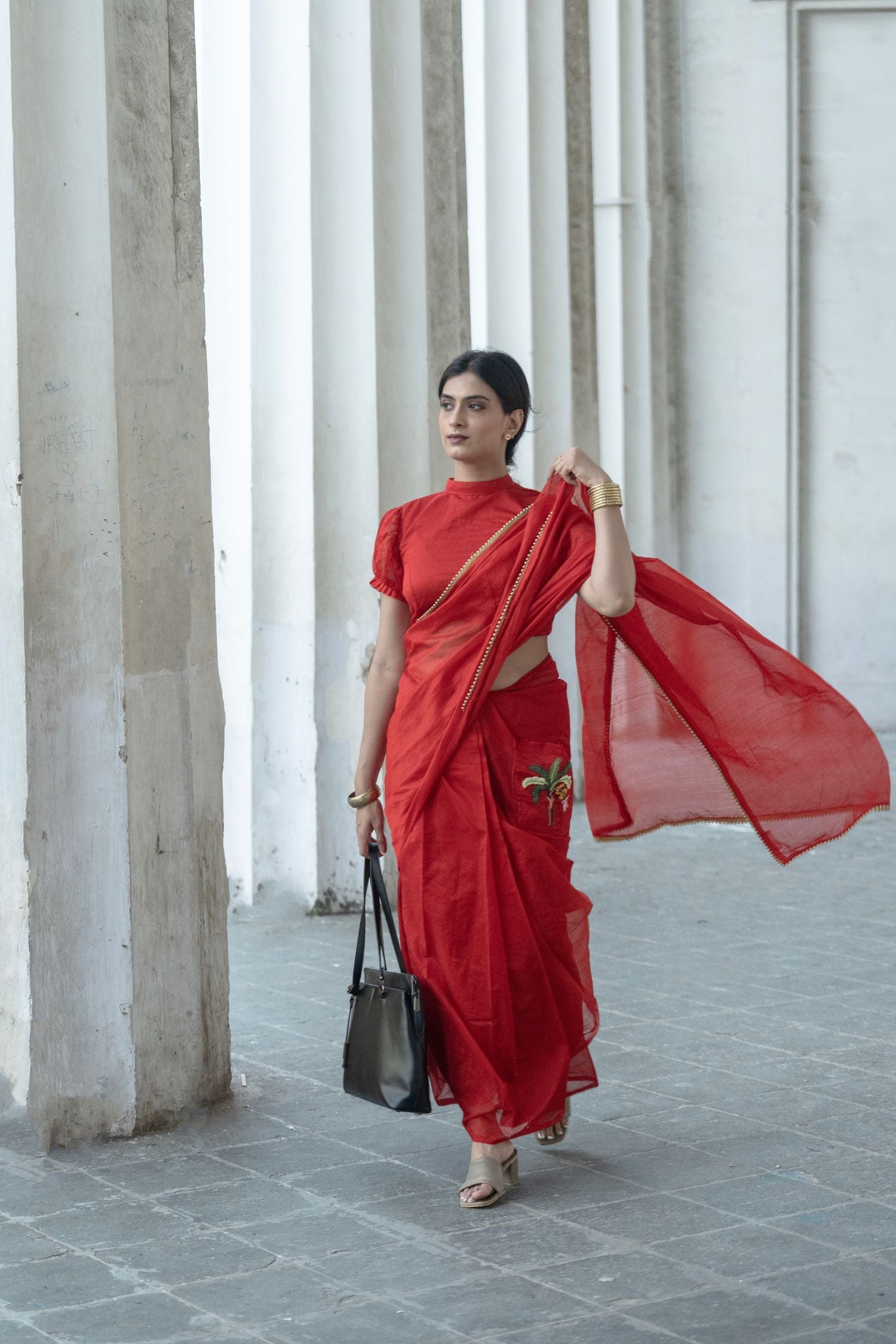 Vrindā – The Festive Red Chanderi Saree - Kozylook
