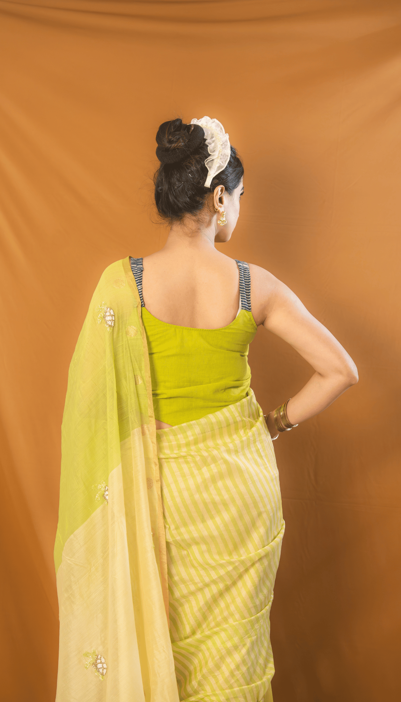 Turtle Threads – Chanderi Cotton Silk Saree with Sequin Turtle Motifs - Kozylook