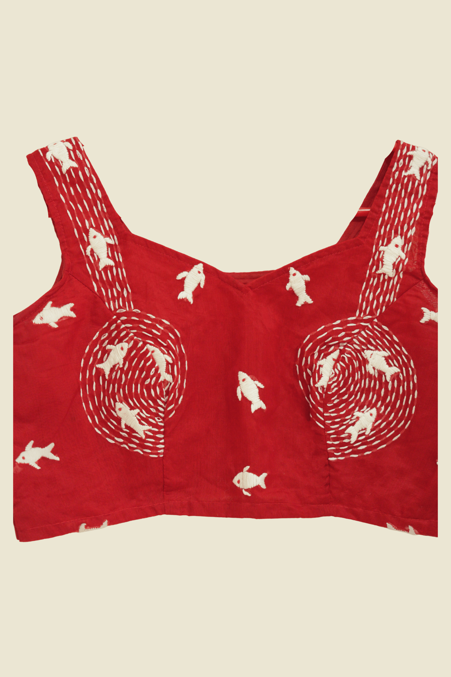 Kantha Embroidered Fish Corset – Red Edit - Kozylook
