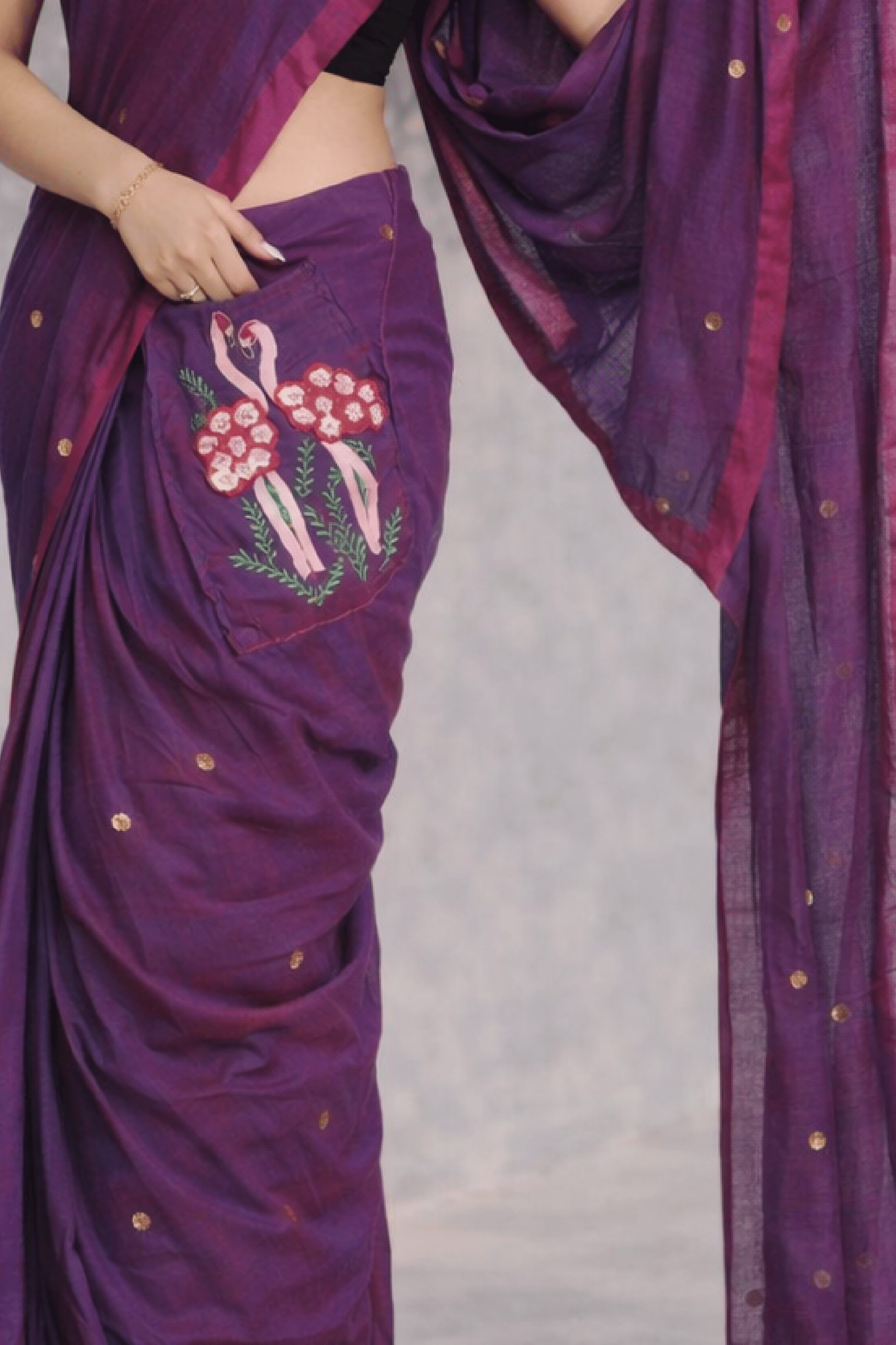 Flirty Flamingo – Pre-Stitched Saree