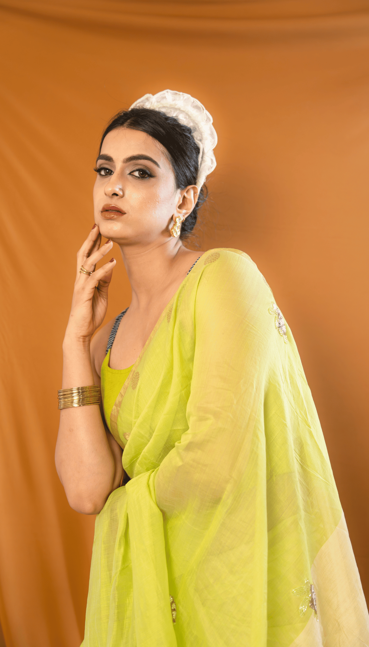 Turtle Threads – Chanderi Cotton Silk Saree with Sequin Turtle Motifs - Kozylook