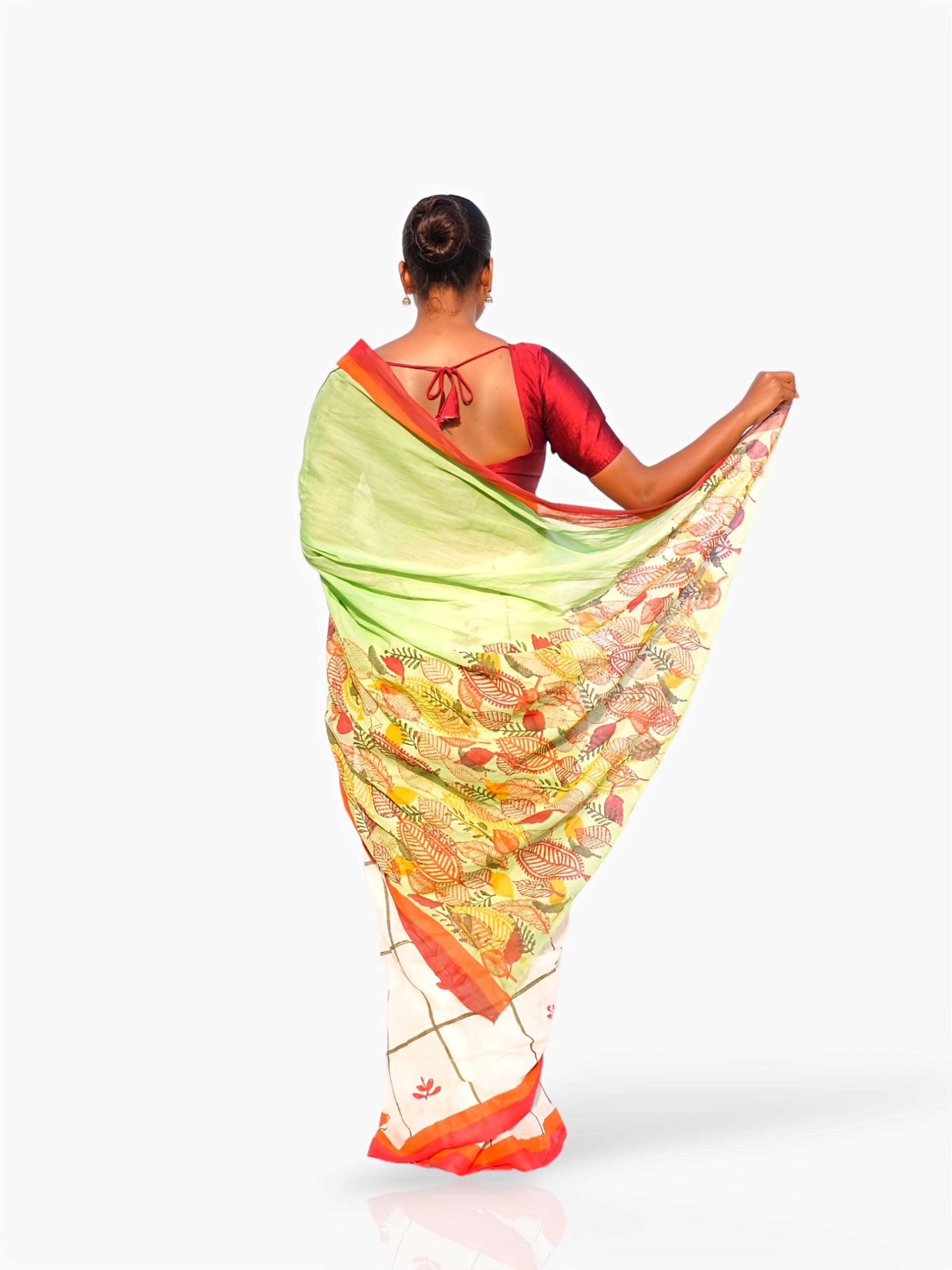 Song of Spring – Hand Block Printed Mulmul Cotton Saree - Kozylook