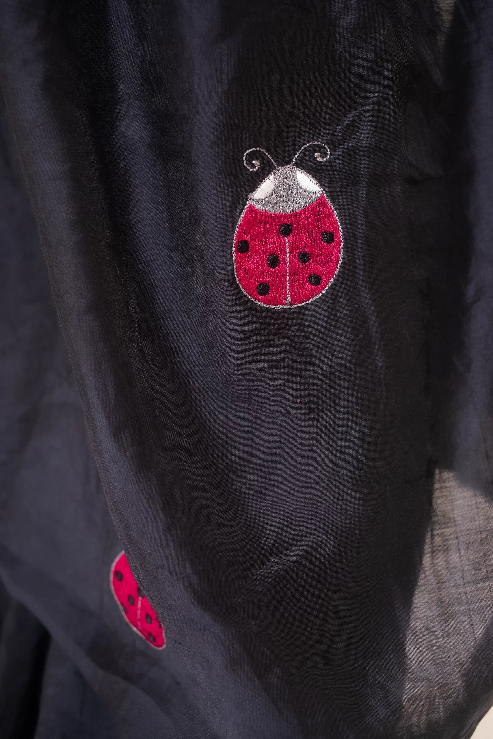 The Beetle Mania – Chanderi Silk Saree with Quirky Beetle Embroidery - Kozylook