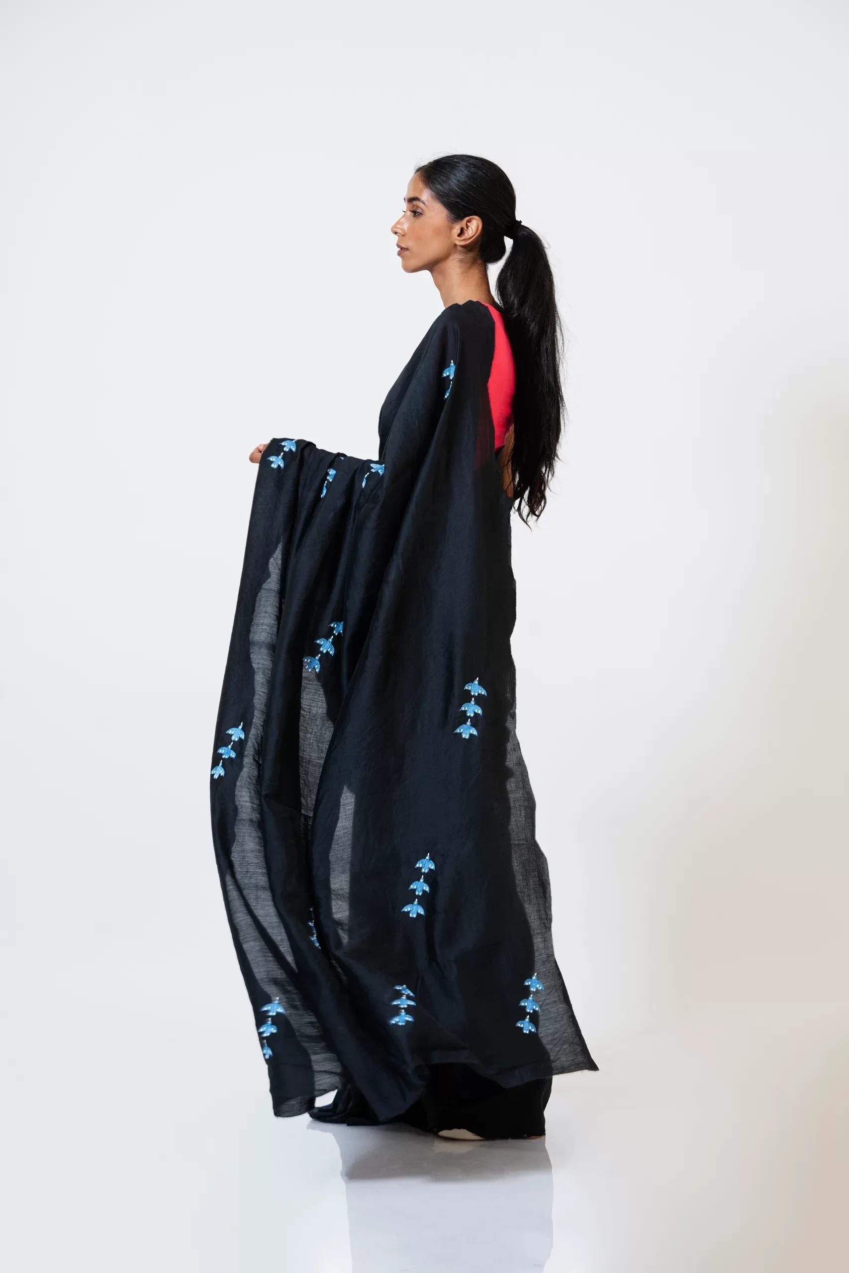 Birdsong Serenade – Chanderi Silk Saree with Bird Embroidery - Kozylook