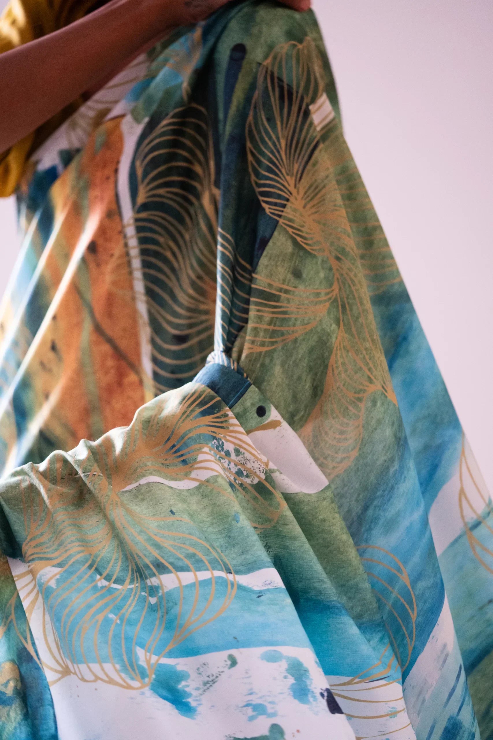 Drifting Clouds of Dreams – Cotton Silk Saree with Digital Print & Embroidered Edges - Kozylook