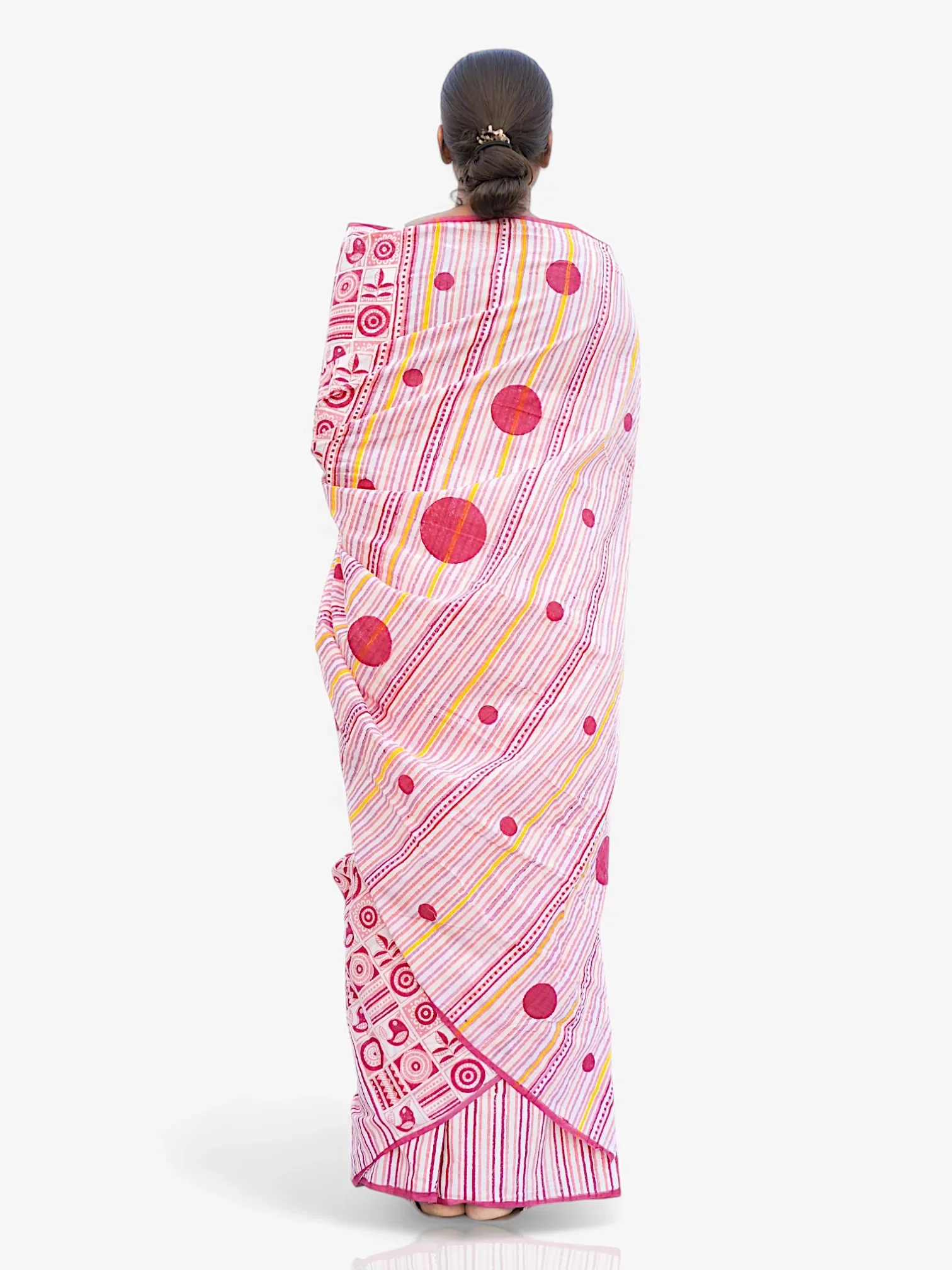 Fusion Fiesta – Quirky Blend Block Print Mul Cotton Saree - Kozylook