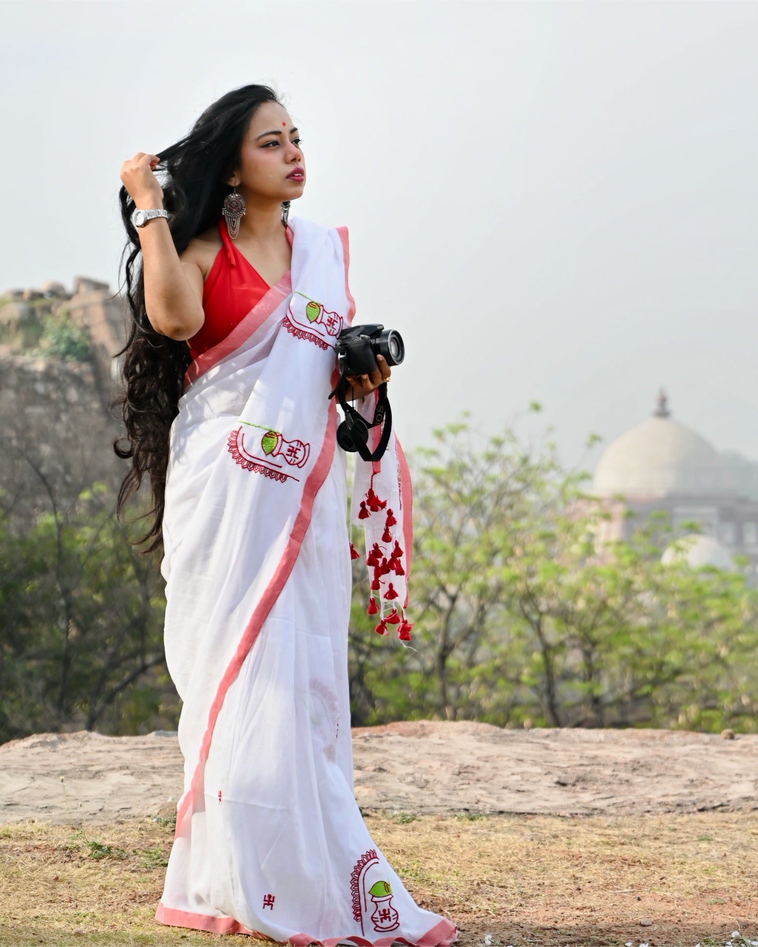 Saree of Sanctity – Handloom Linen Saree - Kozylook