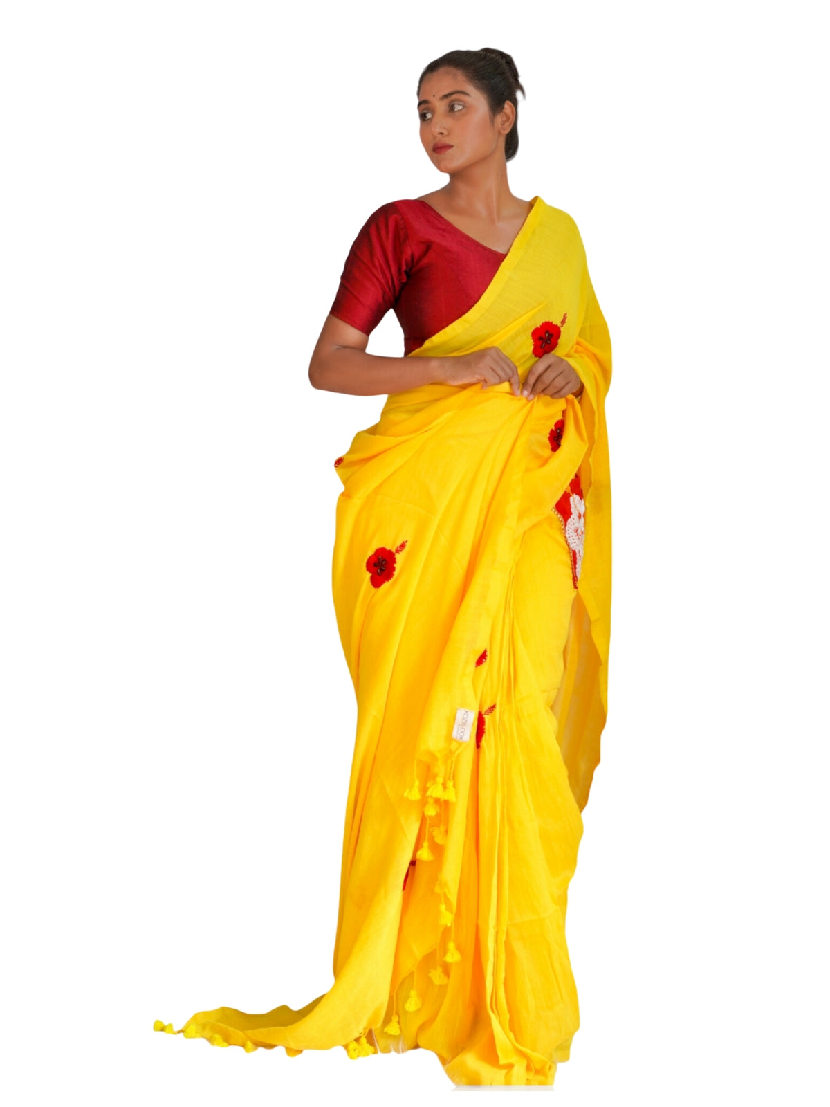 Sorrel Garden – Ready-to-Wear Pocket Saree with Floral Embroidery - Kozylook