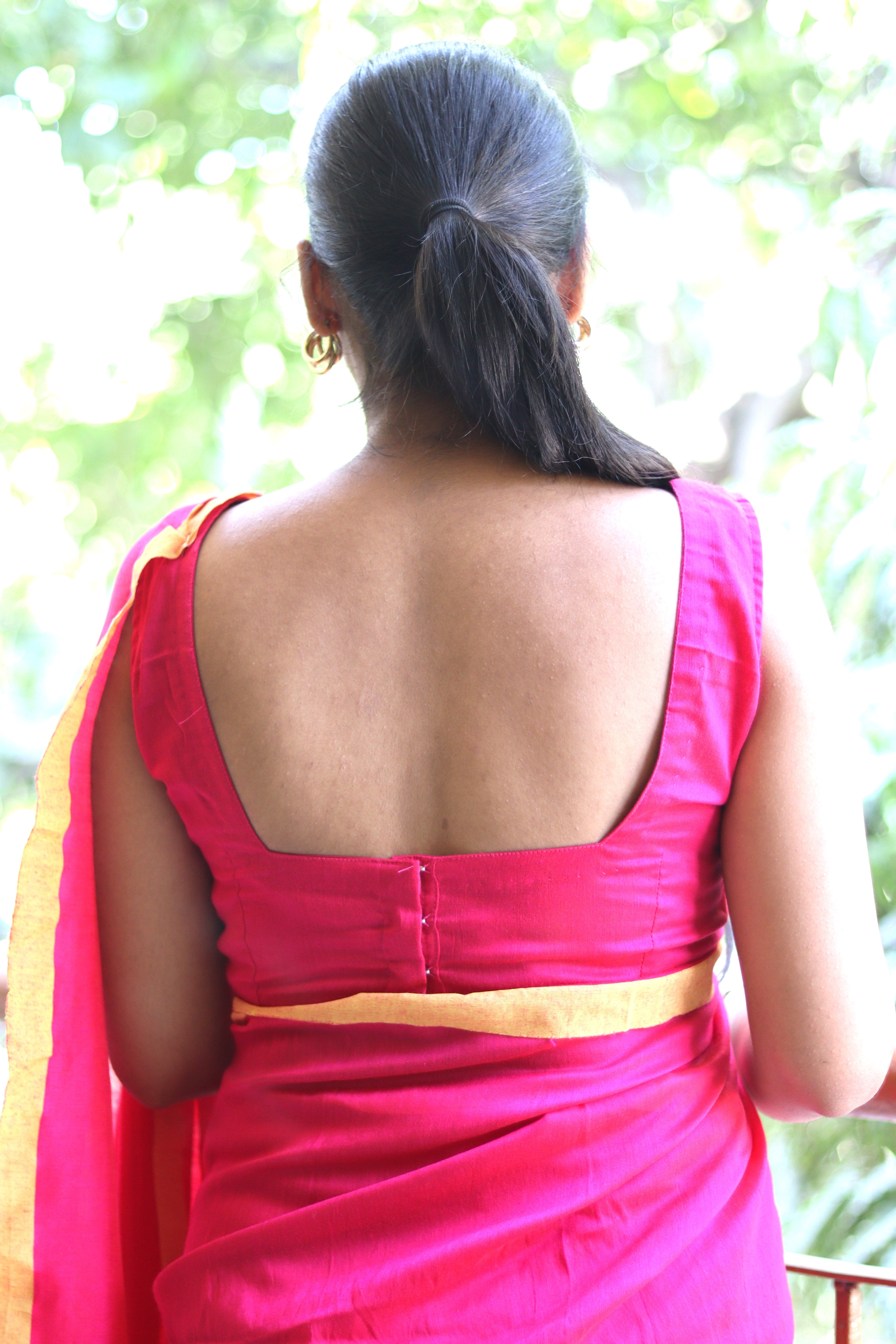 Pink Whimsy – Hand Embroidered Cotton Silk Blouse - Kozylook