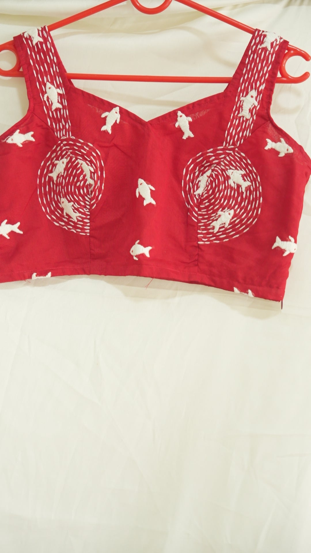 Kantha Embroidered Fish Corset – Red Edit